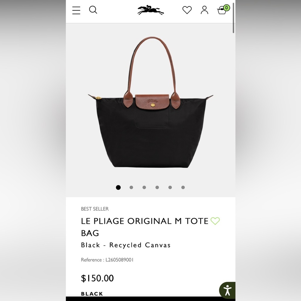 Longchamp Le Pliage Original Tote M in Black and Brown